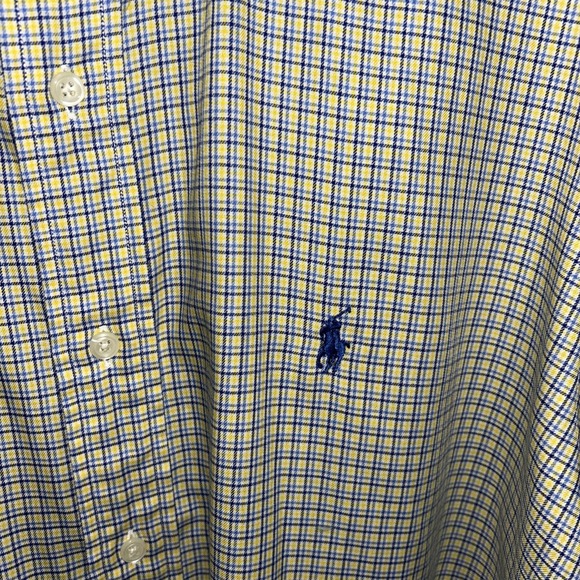 Ralph Lauren Yarmouth 100% Cotton Large Button-up Long Sleeve Shirt Blue/Yellow - Picture 3 of 8